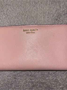 Kate Spade Pink Saffiano Bifold Snap Leather Wallet